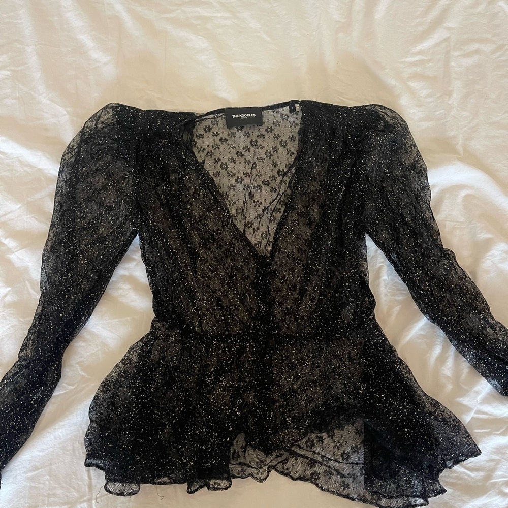 Kooples sparkle long sleeve top mesh